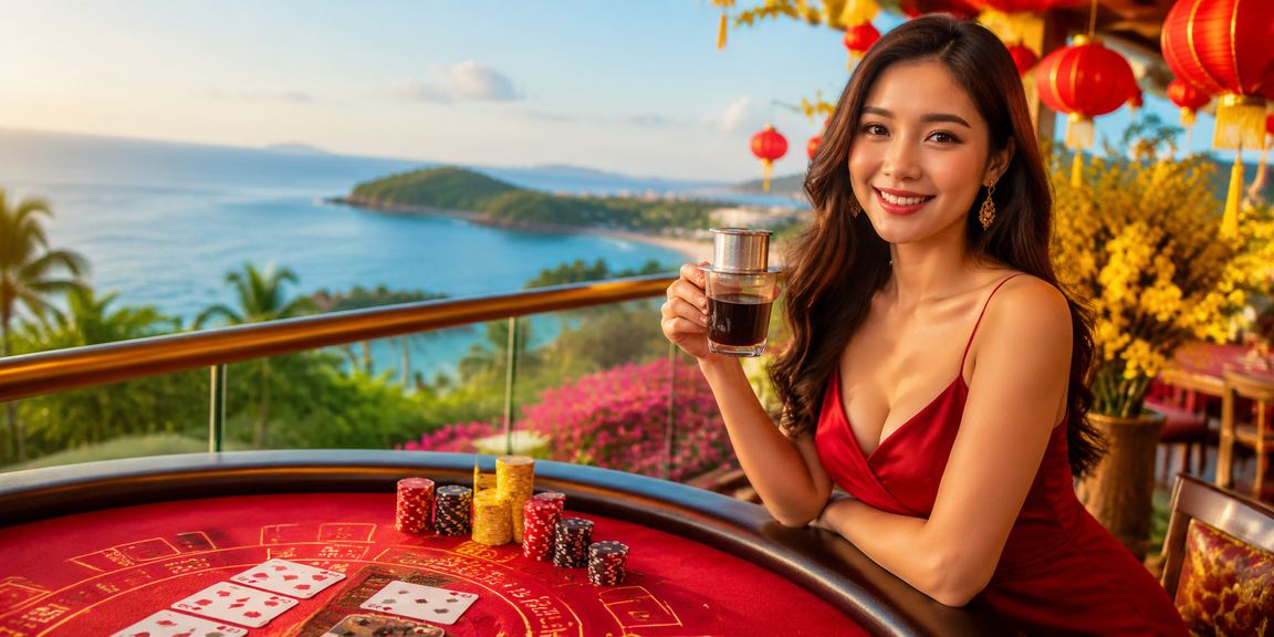 Người chơi thưởng thức baccarat trực tuyến tại Phú Quốc với ly cà phê Việt Nam